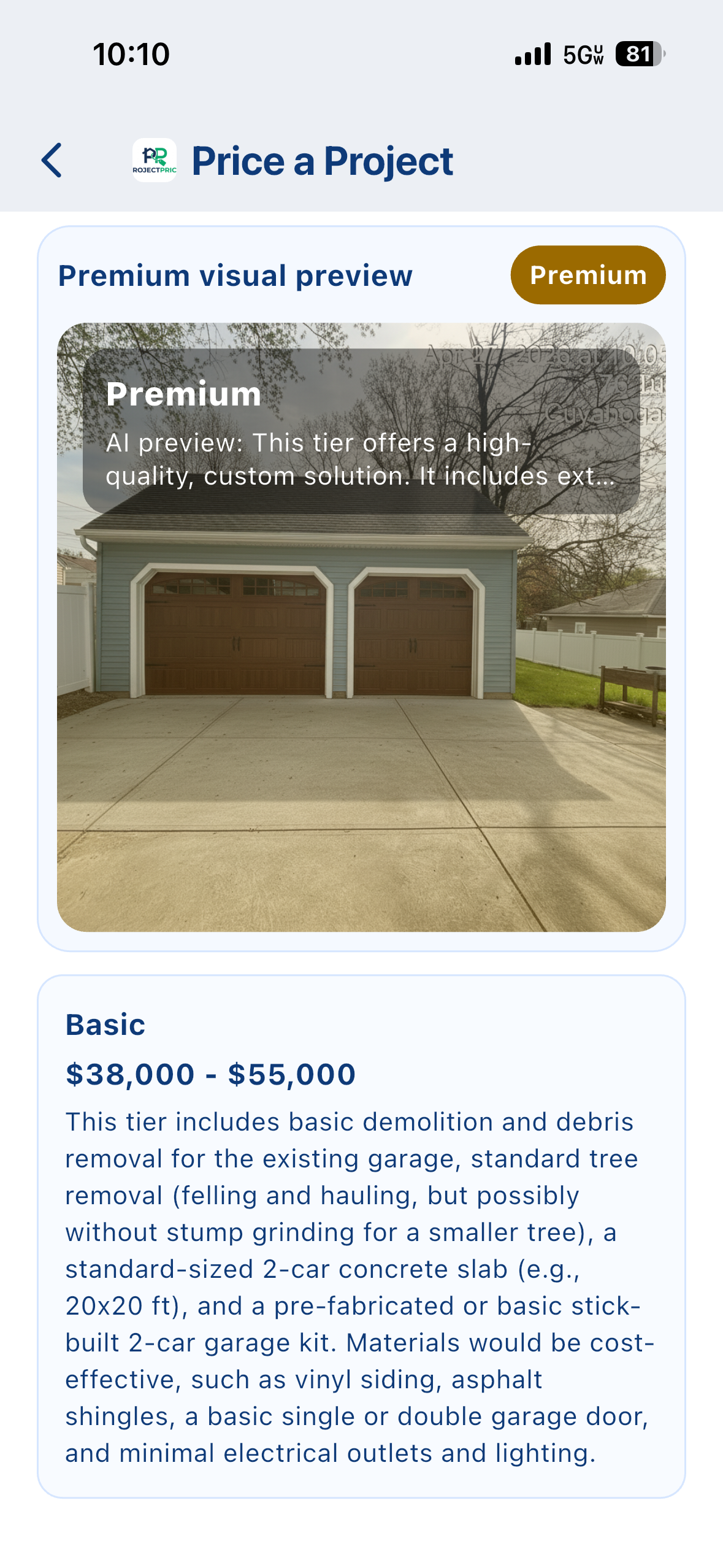 Completed new 2-car garage — finished build
