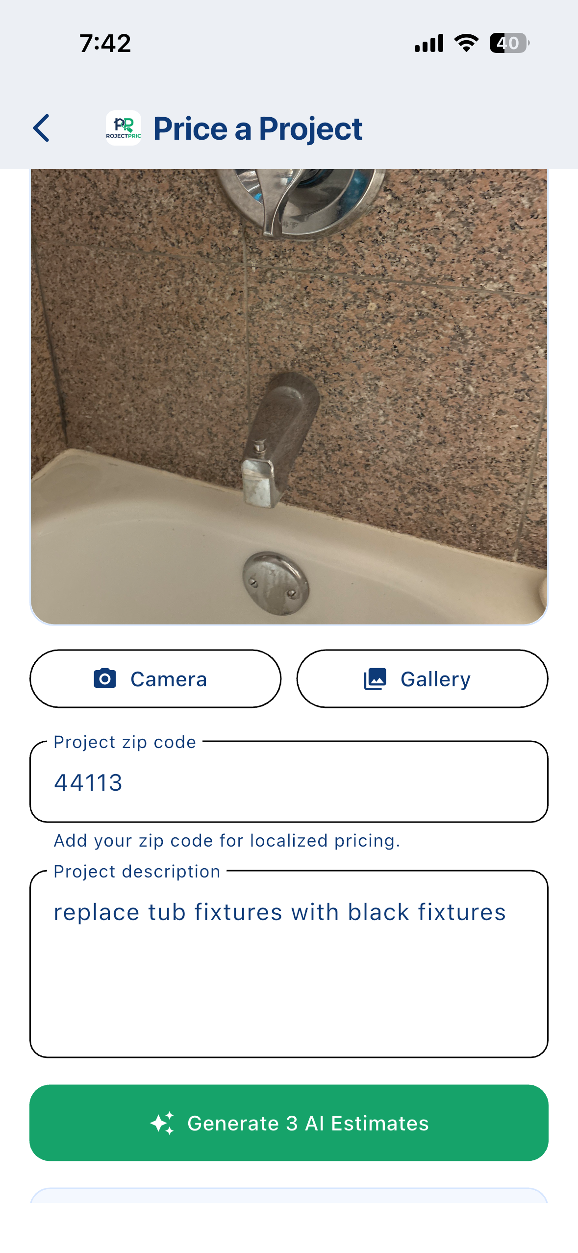 Bathtub faucet project in progress