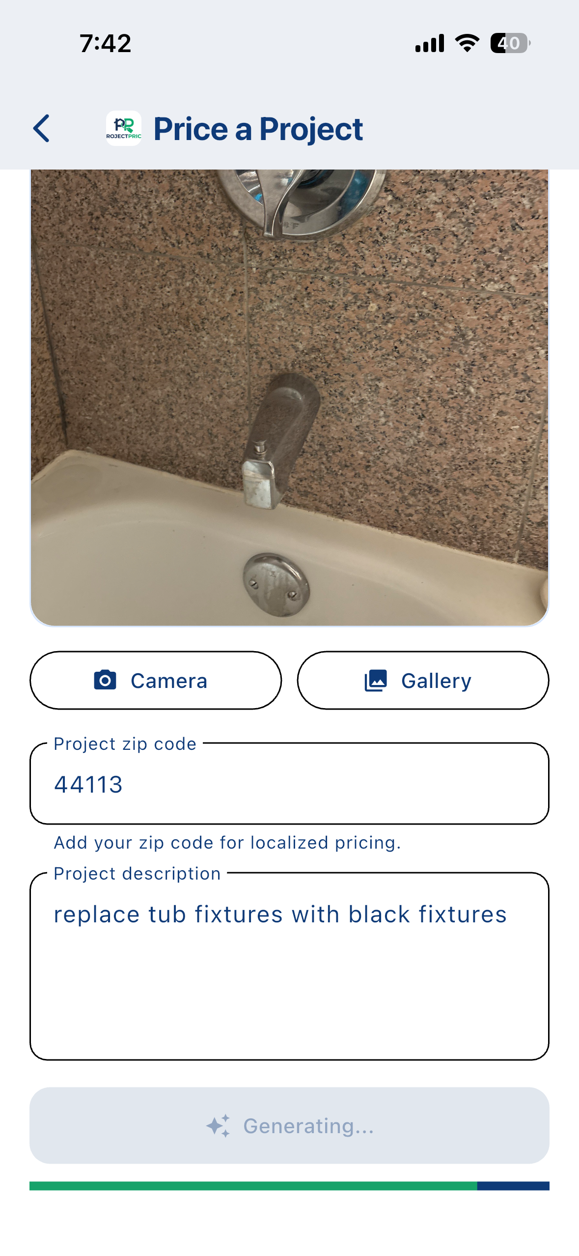 Bathtub faucet project in progress