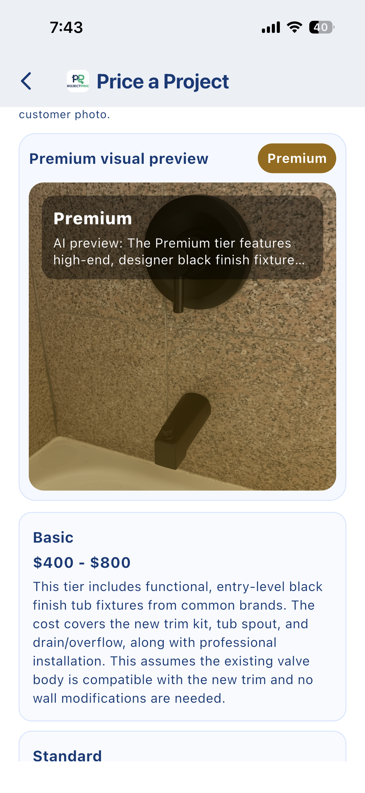 Bathtub faucet after upgrade — completed new fixture
