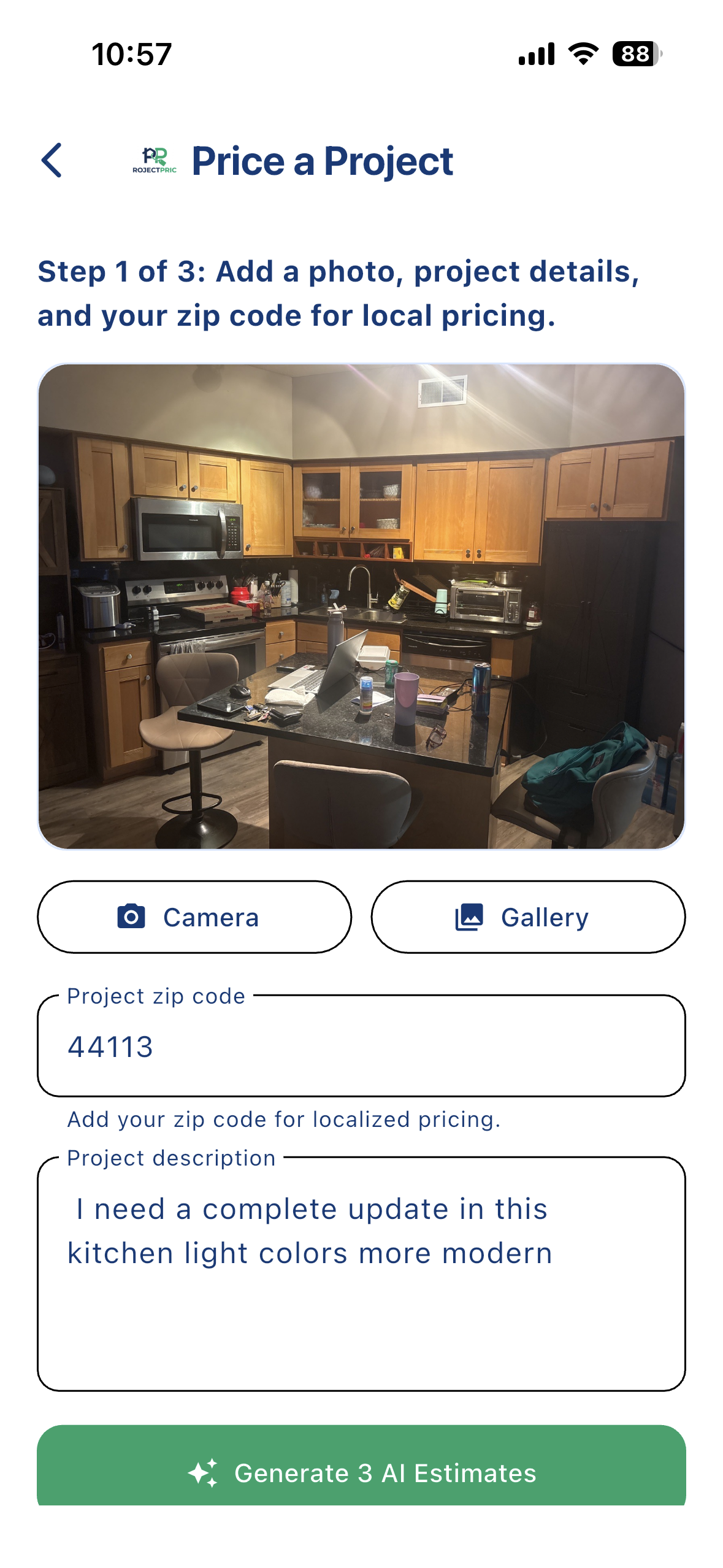 Kitchen before upgrade — original cabinets
