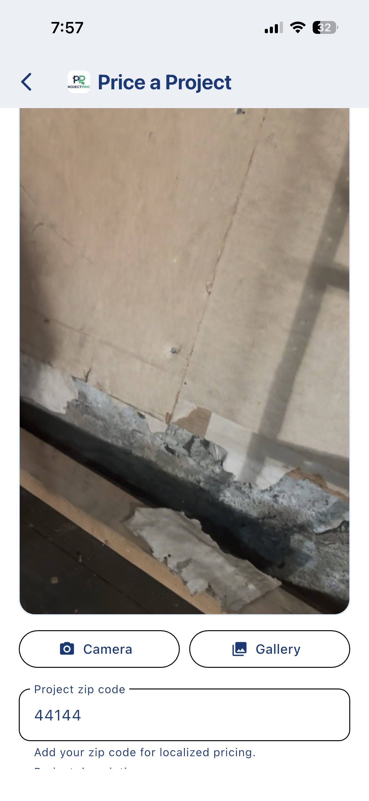 Failing basement structural wall — before repair