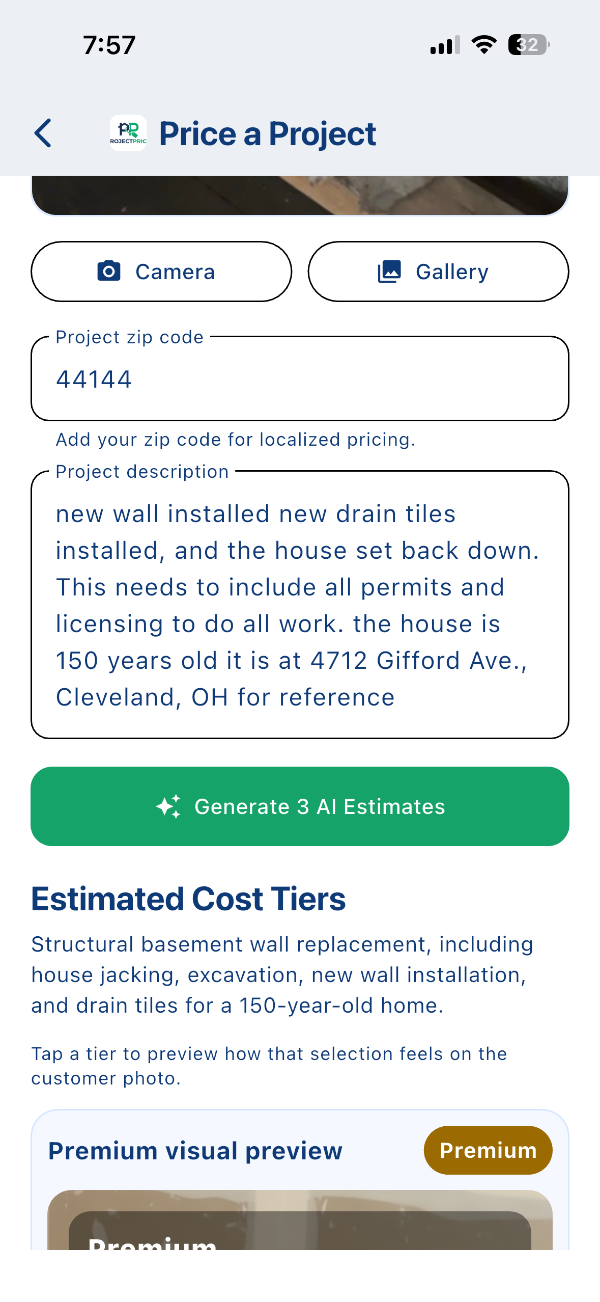 Basement structural repair in progress
