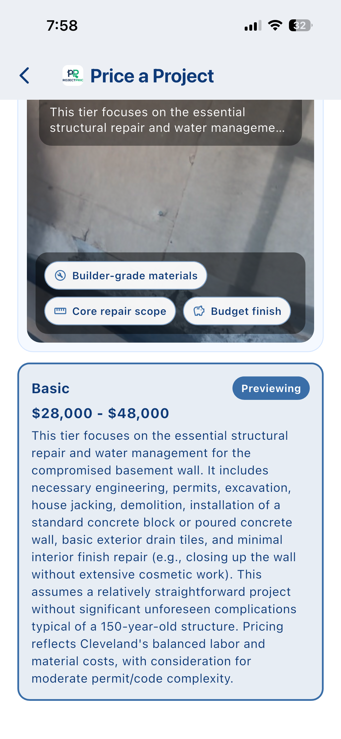 Basement structural repair in progress